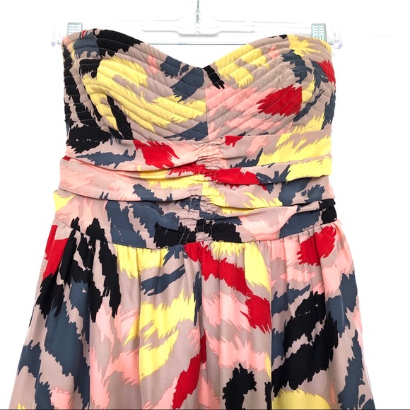 Parker Geometric Pattern Silk Dress Multicolor Abstract Artistic Pattern - Picture 2 of 8